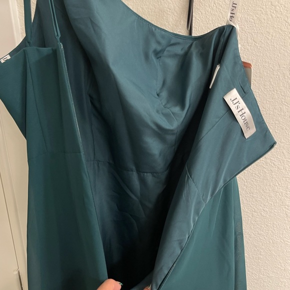 JJ’s‎ Emerald Green One Shoulder Floor Length Dress Size 4 - Picture 12 of 12